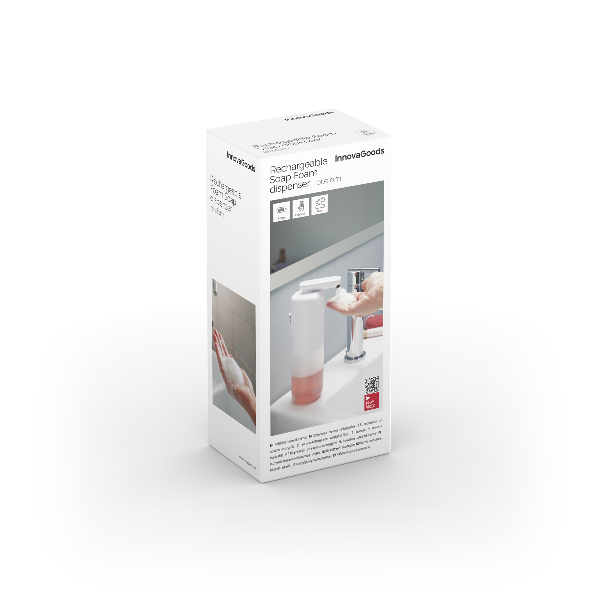 Distributore di sapone schiumoso automatico ricaricabile Bitefom - bianco - 11x21,5x6,5 cm