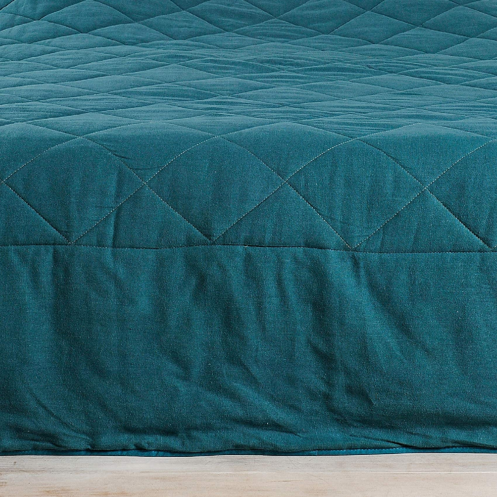 Jeté de lit en 100% lin - Bleu Foncé