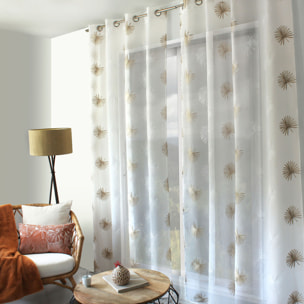 Voilage tamisant brodé  végétal - Beige