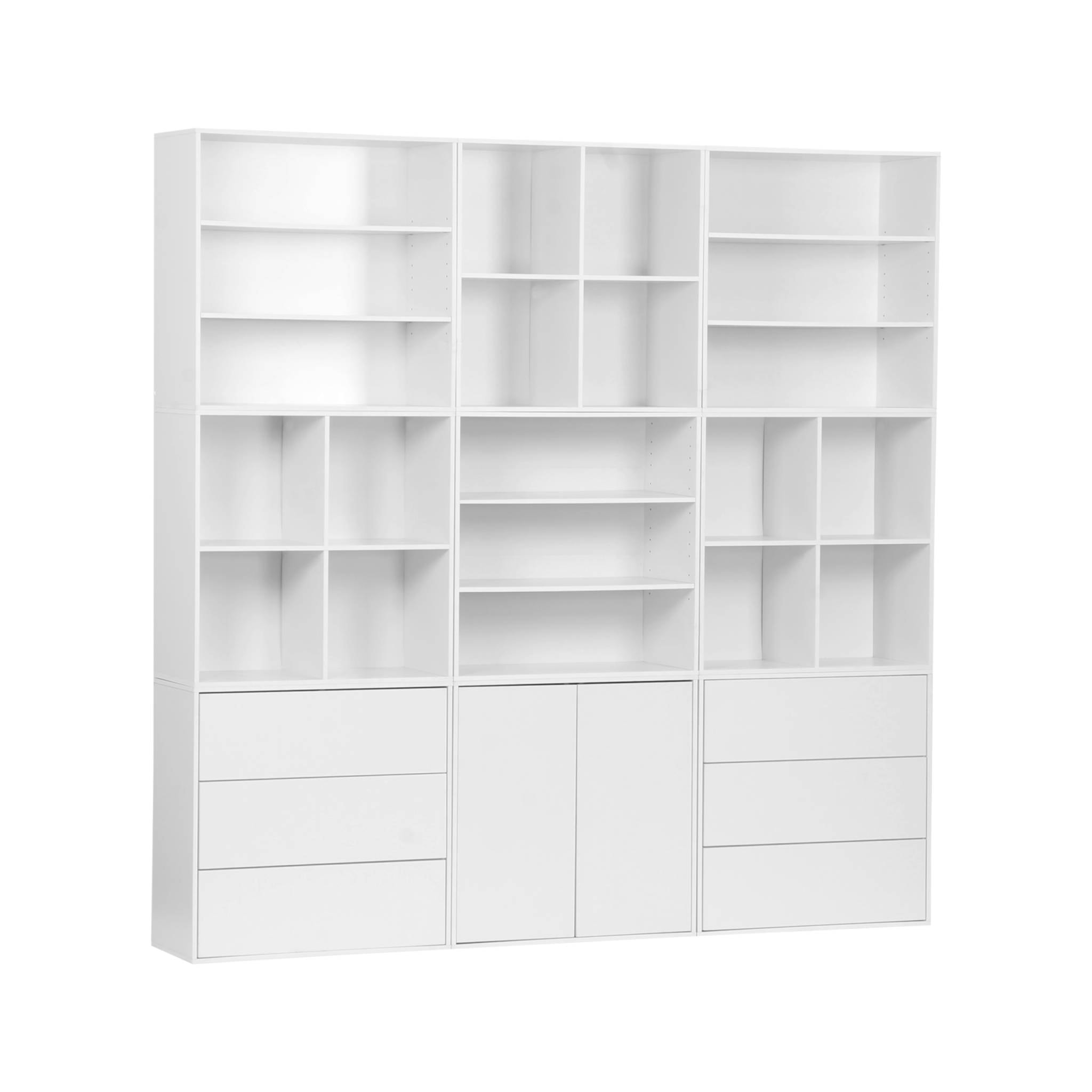 Kit étagère, bibliothèque modulable décor bois 9 éléments KOMPO