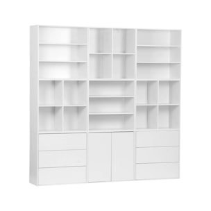 Kit étagère, bibliothèque modulable décor bois 9 éléments KOMPO