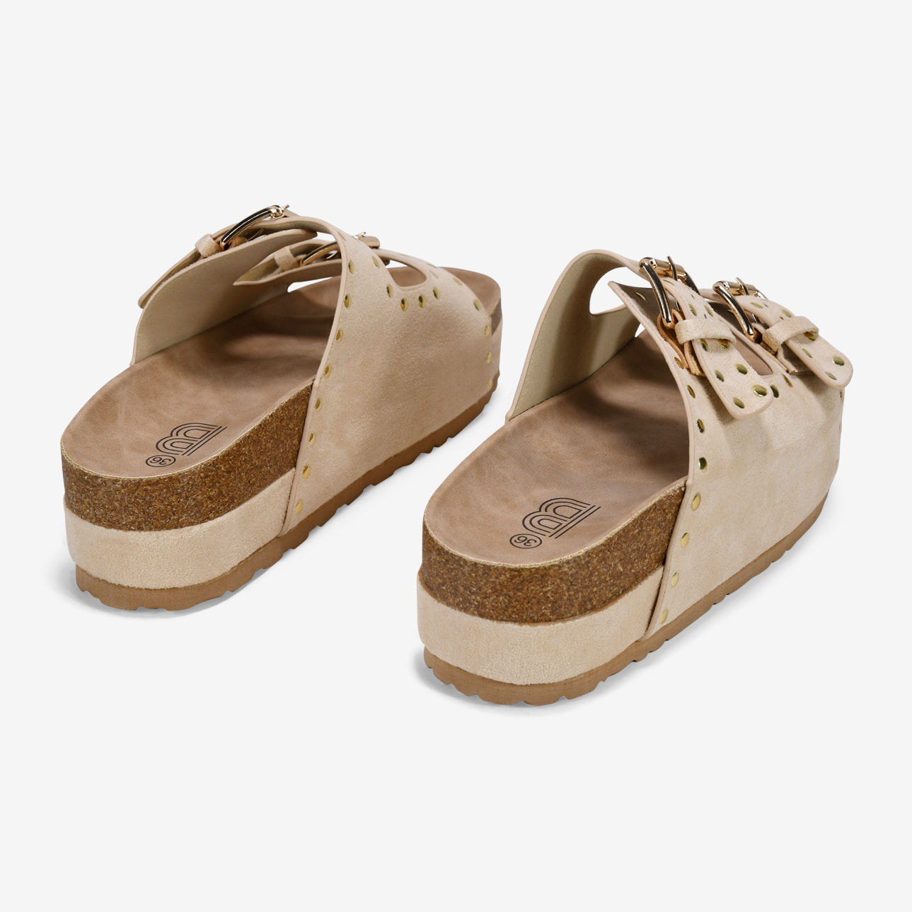 Sandalias de plataforma arena con dos correas