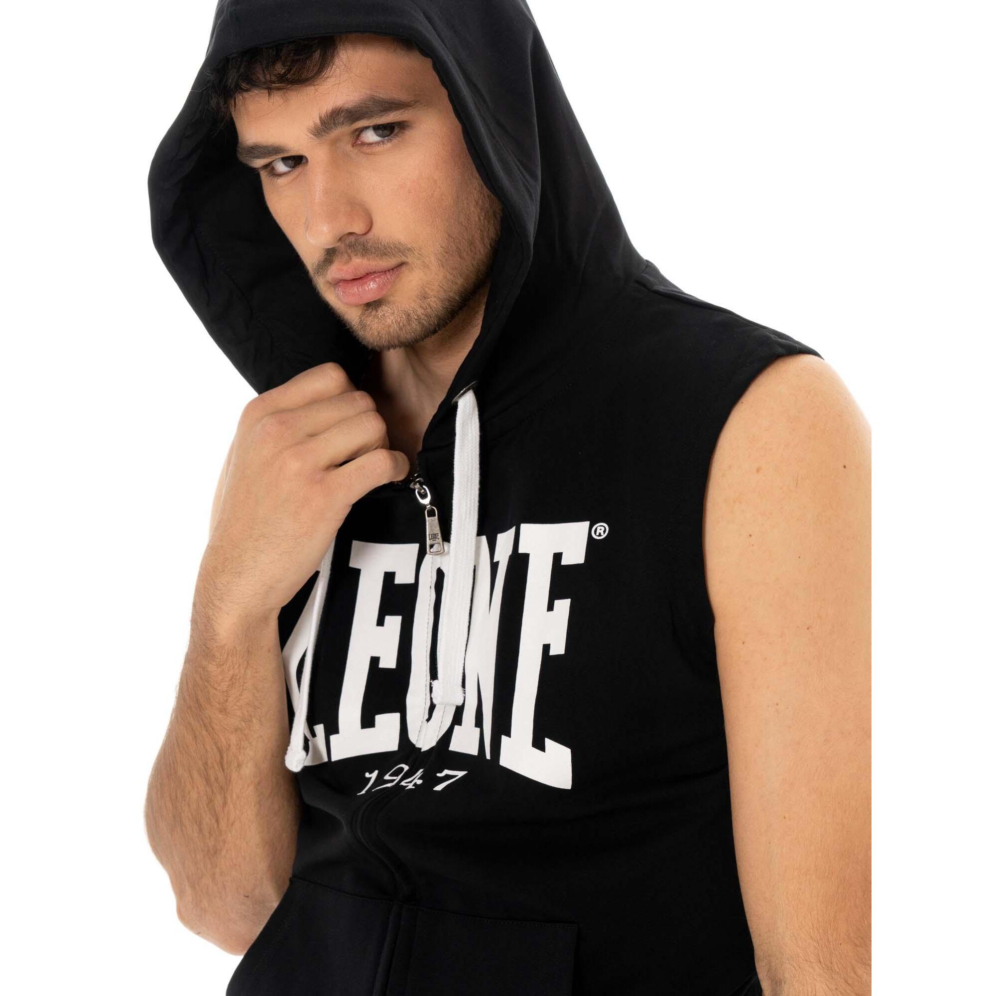 Felpa da uomo con cappuccio e zip senza maniche non felpata Leone Basic