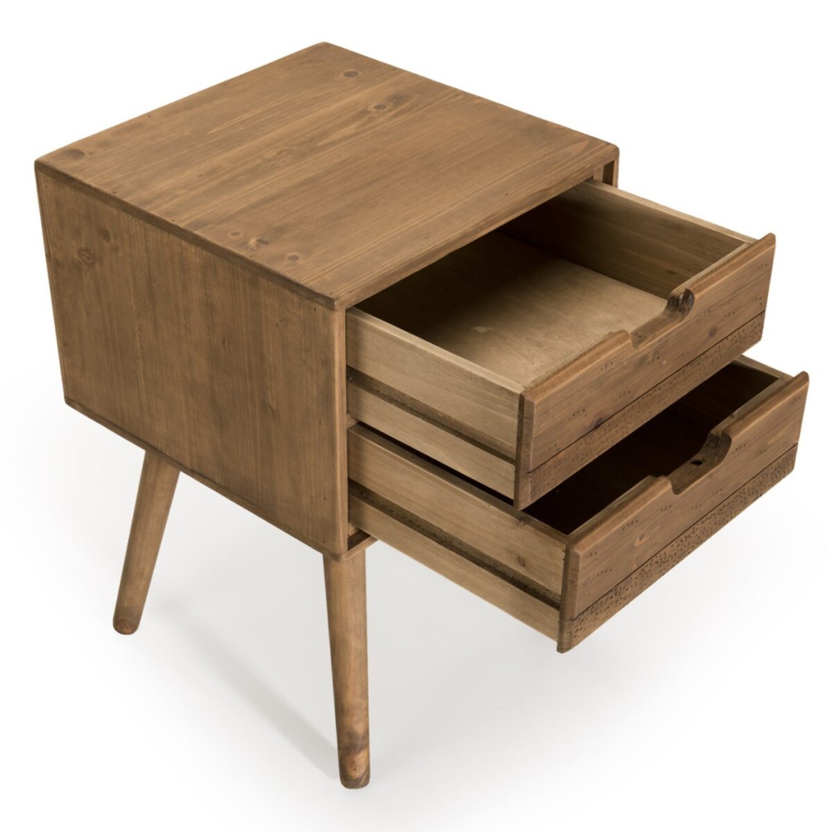 ANDY - Chevet scandi bois marron 2 tiroirs Sapin