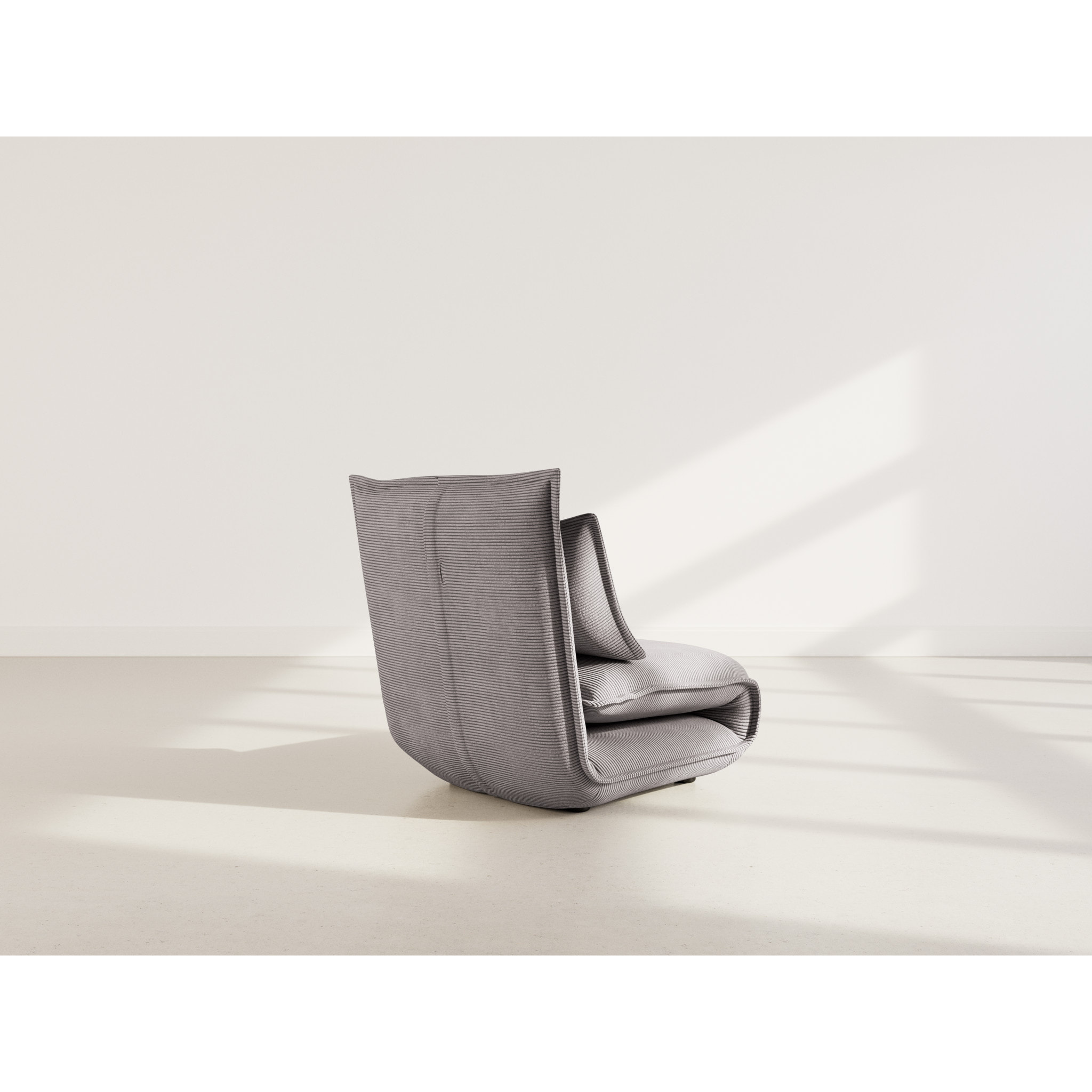 Candice - Banquette 1 place convertible clic-clac en velours côtelé - Gris clair