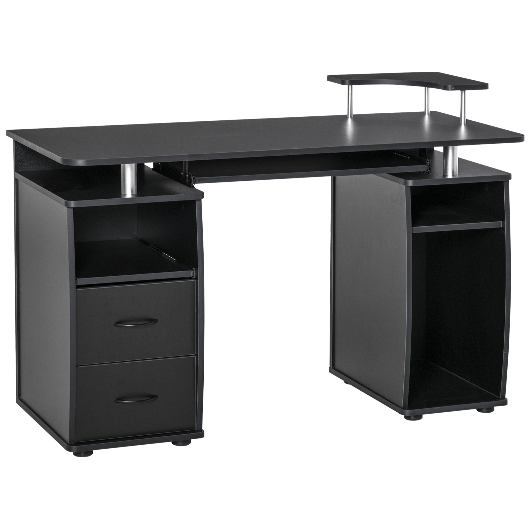 Bureau informatique multimédia multi-rangements 120L x 55l x 85H cm panneaux particules noir