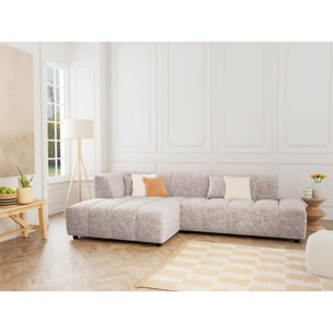 Curtis - canapé d'angle gauche 4 places sans accoudoir en tissu texturé - Taupe