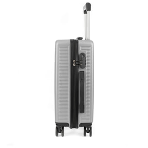 DAM Set di 3 valigie Trolley, realizzate in materiale leggero ABS ad alta resistenza. Chiusura numerica e 4 ruote doppie estraibili e girevoli a 360°. 50x29x76 Cm. Colore: Grigio Chiaro