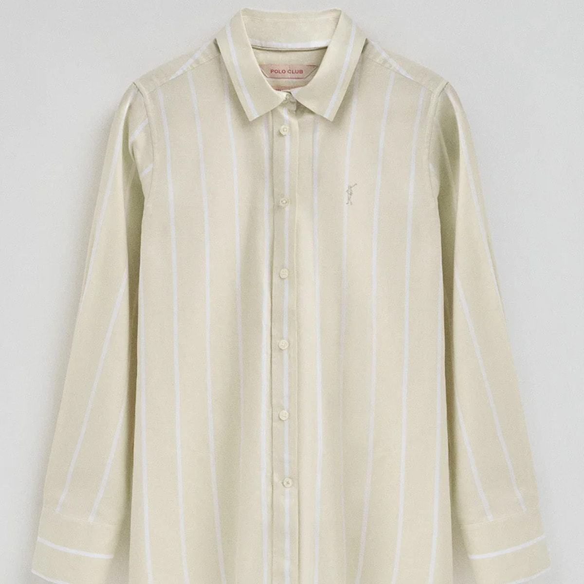 Camisa de rayas beige de corte relajado con logo Rigby Go