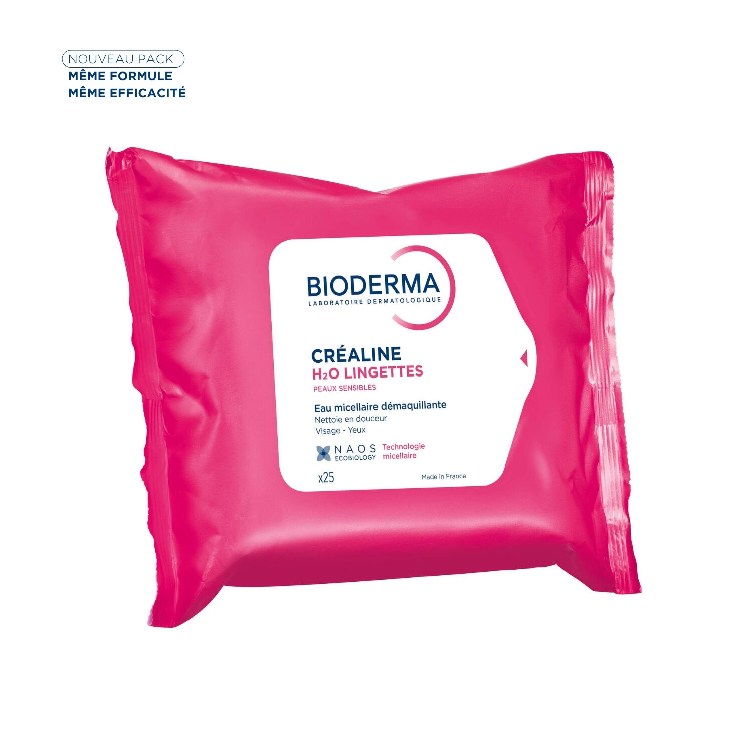 Créaline H2O - 25 Lingettes Démaquillantes - Peaux Sensibles