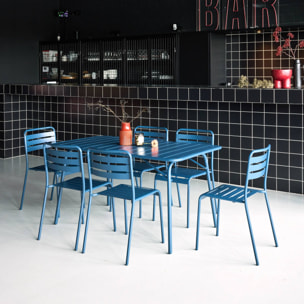 Table de jardin pliante métal + 6 assises AMÉLIA