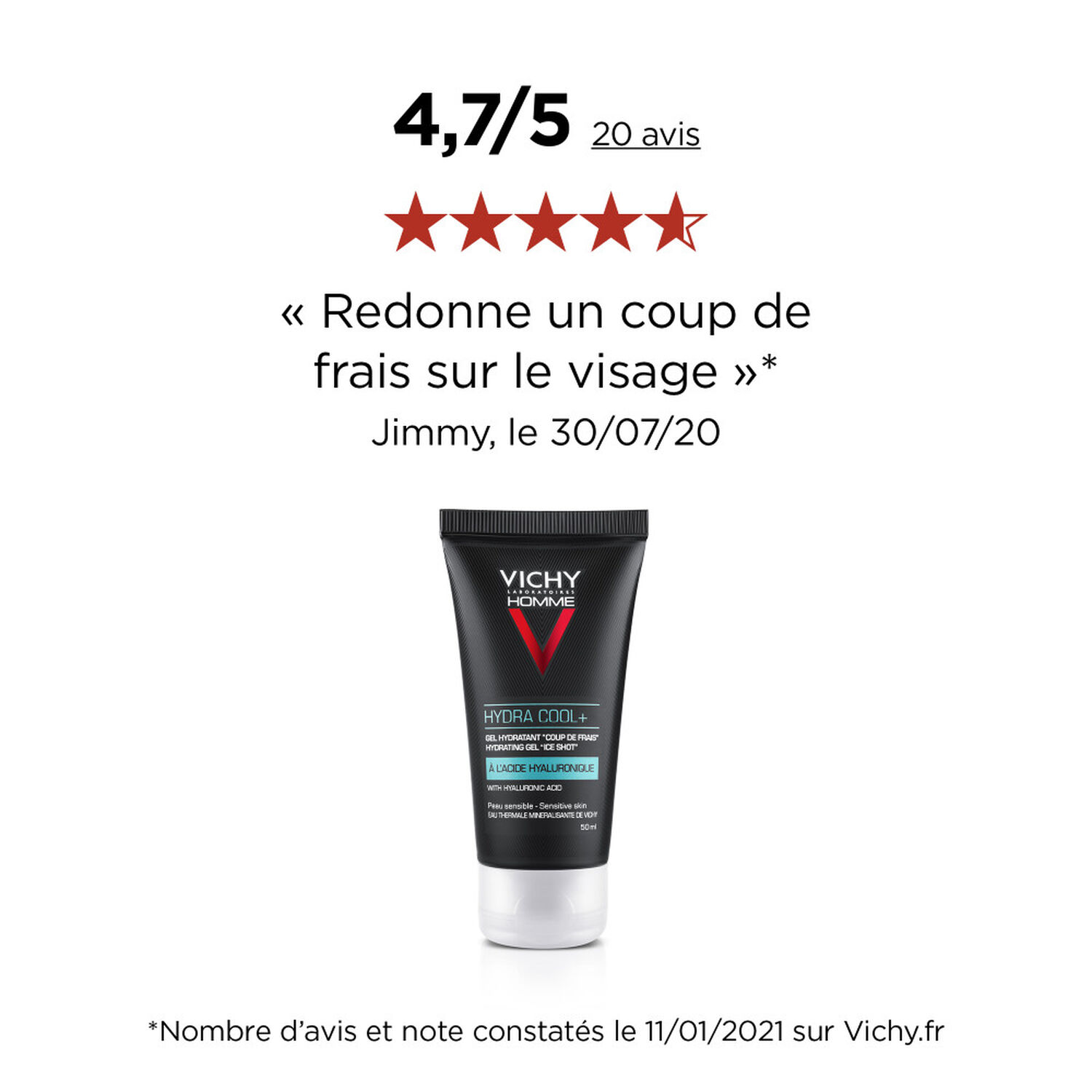 Vichy Homme Hydra Cool - Gel Frais Hydratant 50 ml
