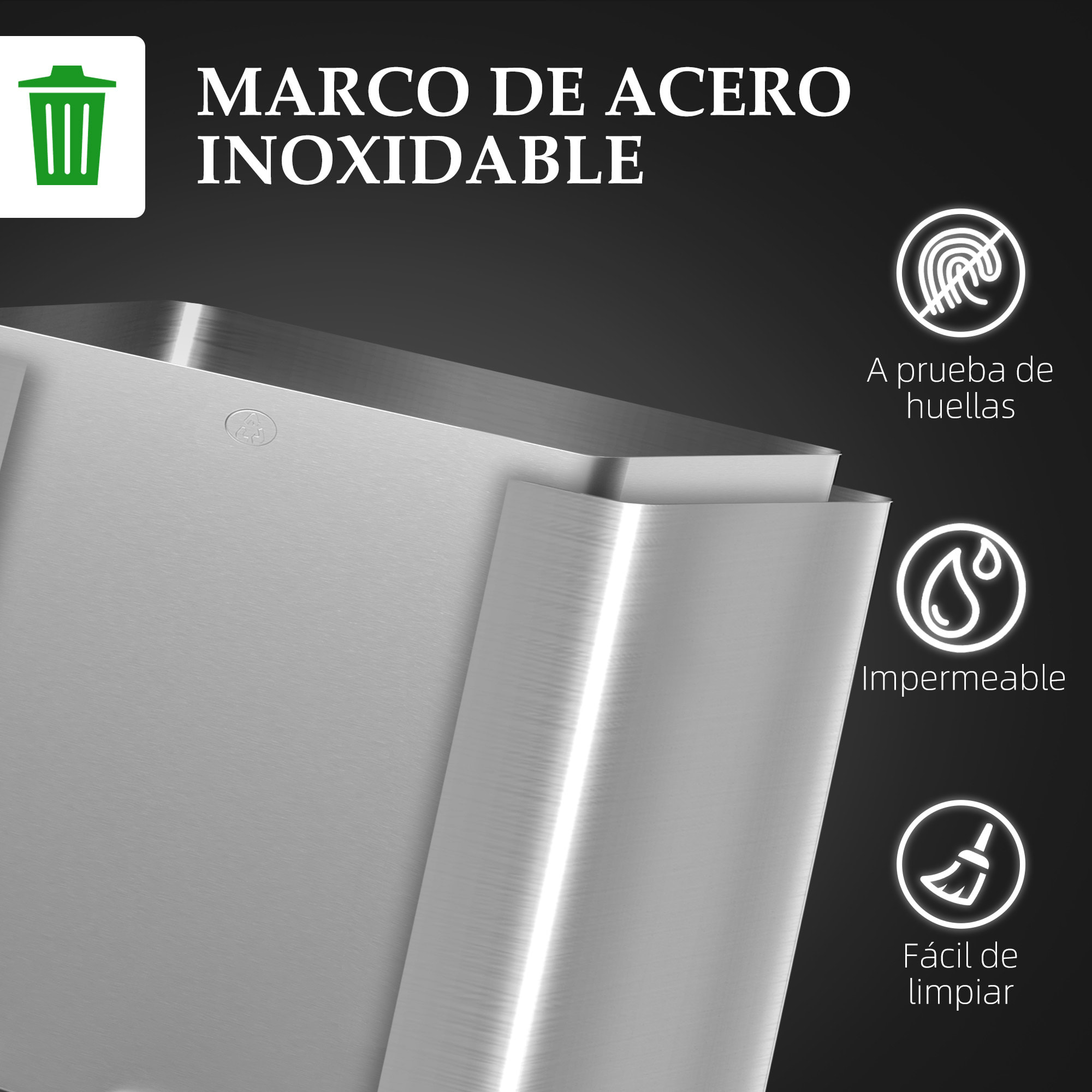 Cubo de Basura de Cocina con 2 Compartimentos 2x20L Papelera Cocina de Acero Inoxidable con Pedal Tapas de Cierre Suave y Cubo Extraíble para Dormitorio Oficina Salón Plata