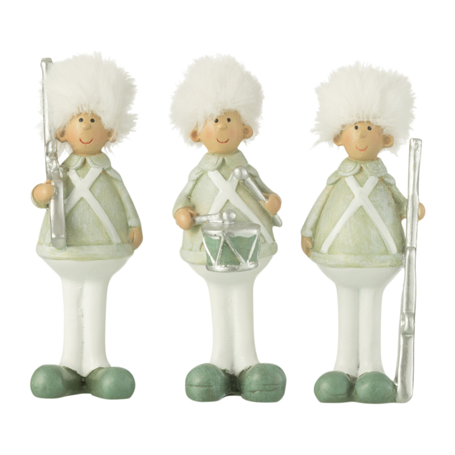 J-Line figurine Soldat Fusil + Tambour - polyrésine - vert/blanc - small - 3 pcs