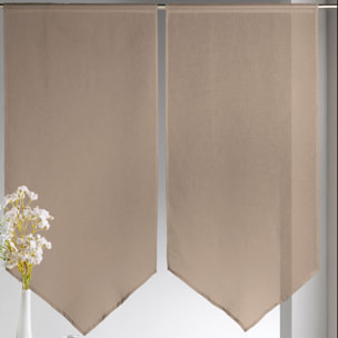 Paire de petits voilages Etamine bas en pointe - Taupe