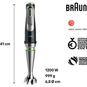 Mixeur BRAUN MQ9187XLI MultiQuick 9 noir et gris 8 accessoires