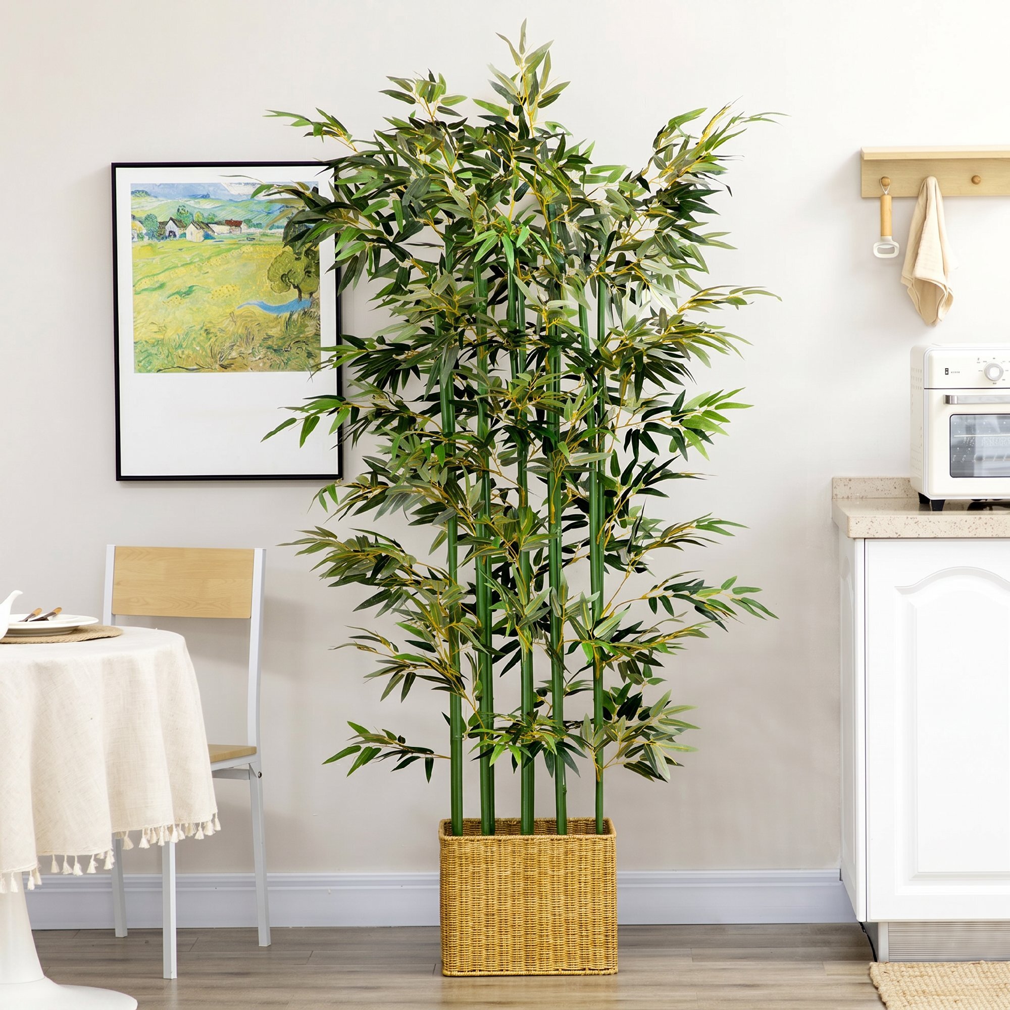 Bambou artificiel grande taille H.180 cm pied design bois clair