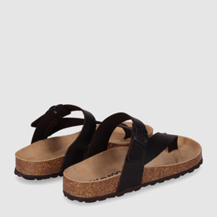 Sandalias de Piel - Marron - Tacón: Bajo