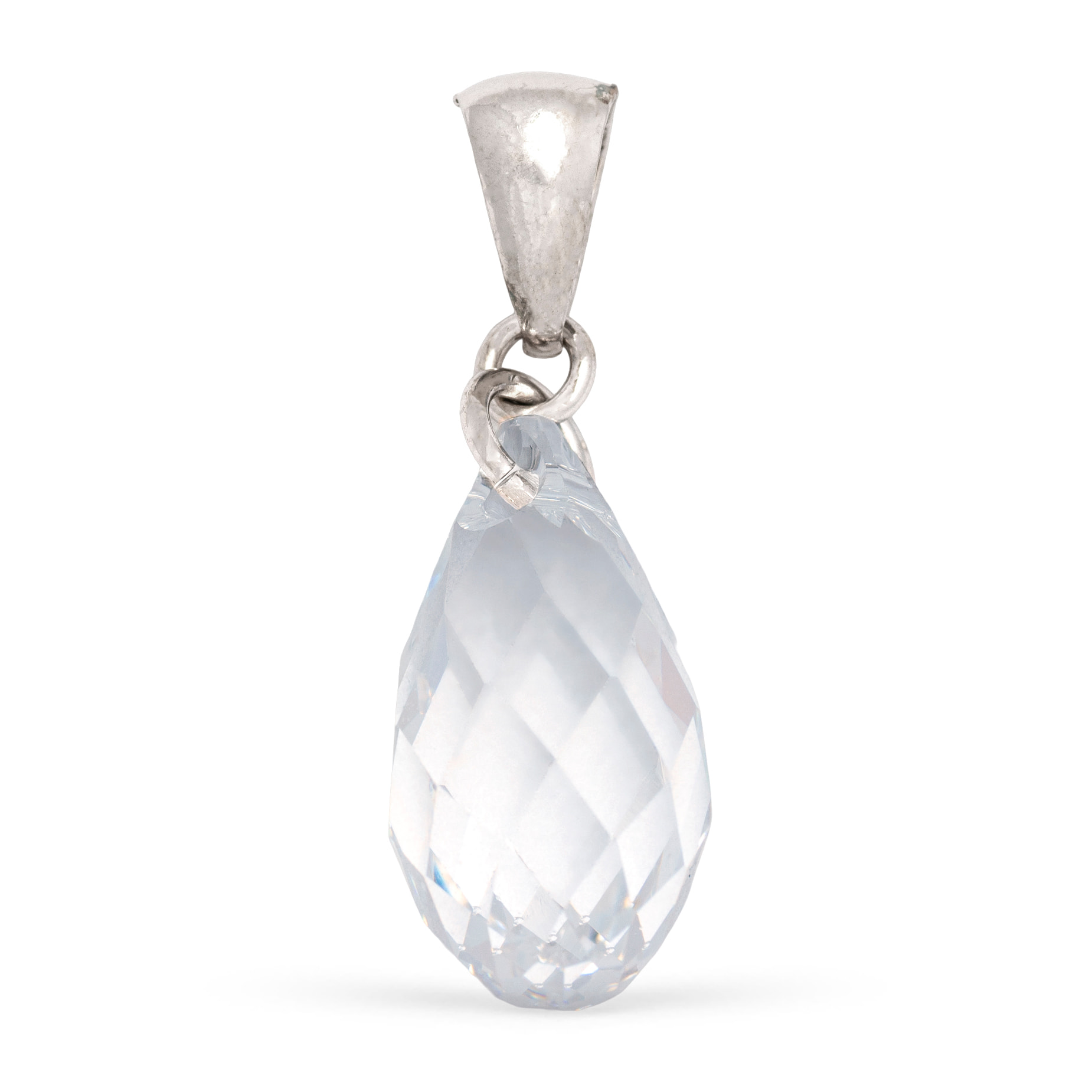 Colgante Plata de Ley 925. Forma ovalada con brillante de piedra natural ornamental