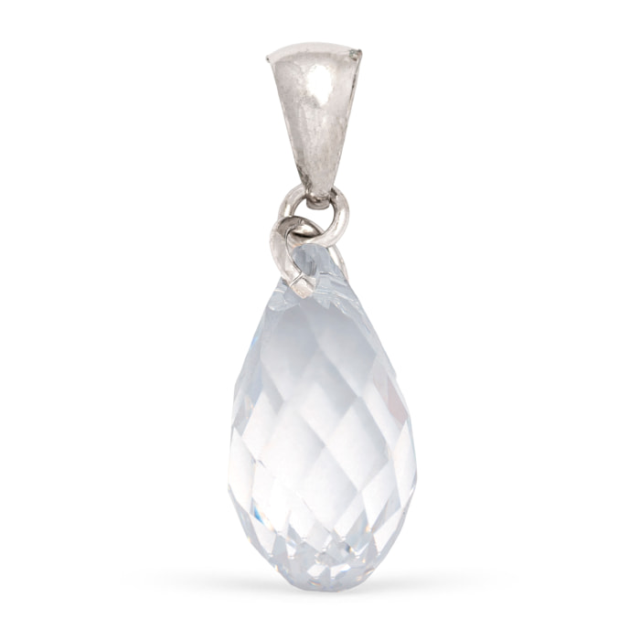 Colgante Plata de Ley 925. Forma ovalada con brillante de piedra natural ornamental