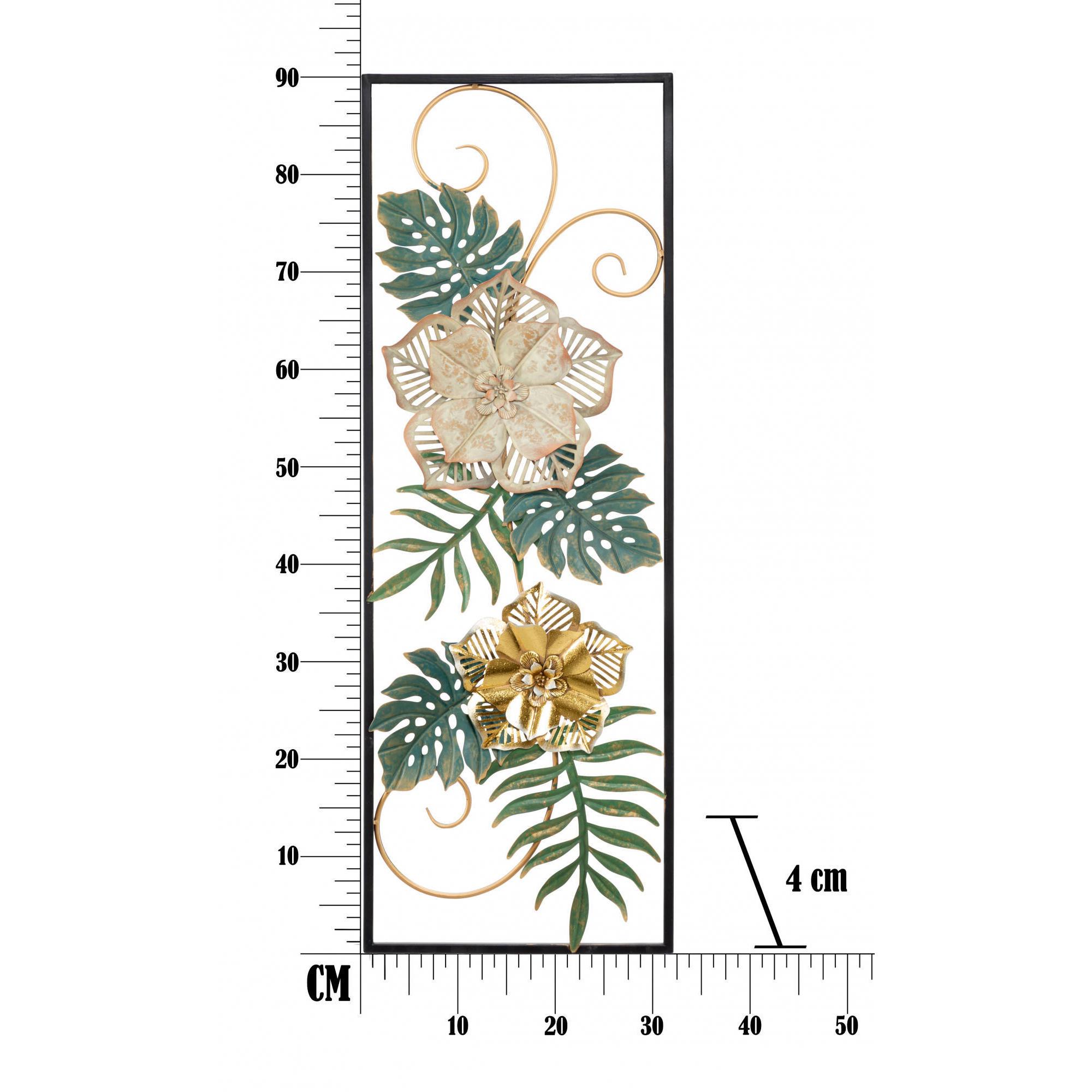 Decorazione da parete, Ferro, Con fantasia floreale, Misure: 31 x 4 x 90 cm