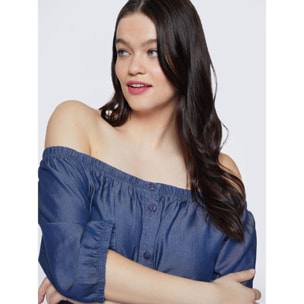 Fiorella Rubino - Blusa off shoulders in TENCEL™ - Blu