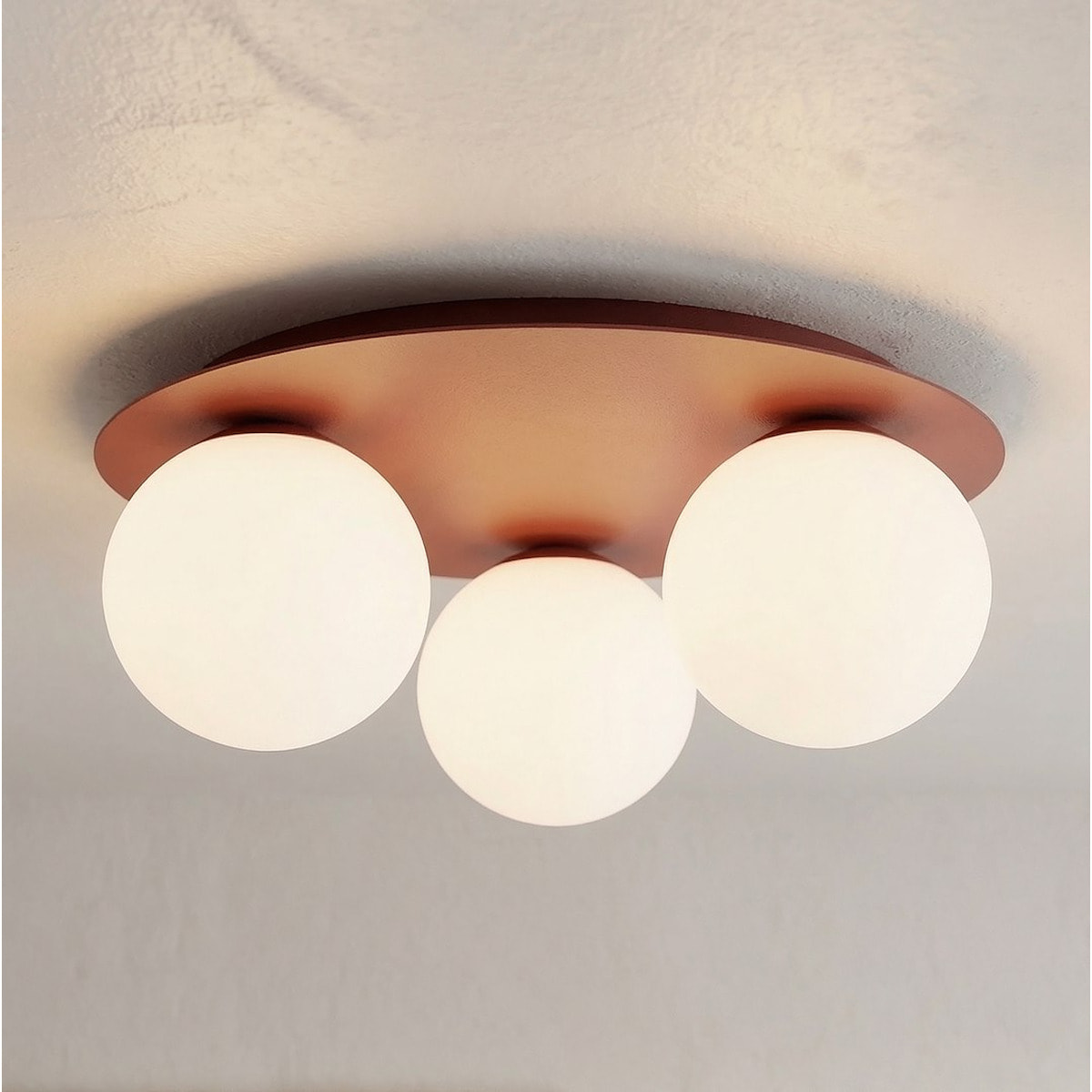 Lampada da soffitto SOLAR bordeaux con sfere in vetro opale