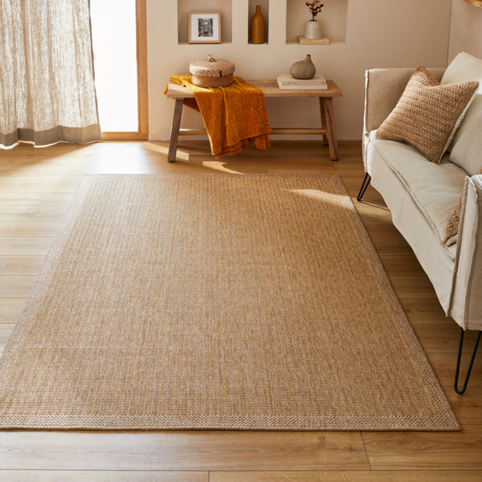 Tapis effet jute motif jaune
