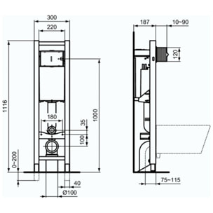 Bati-support Ideal Standard autoportant gain de place  éco certifié NF + plaque carrée