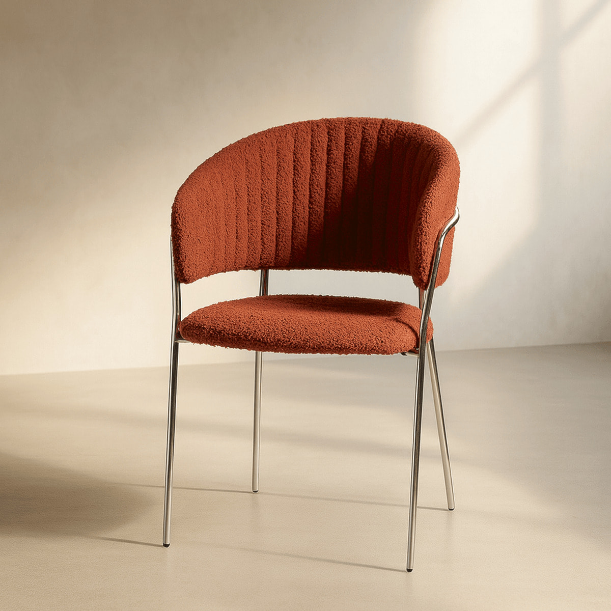 Lot de 2 chaises en tissu bouclé, piètement chromé - ISYA