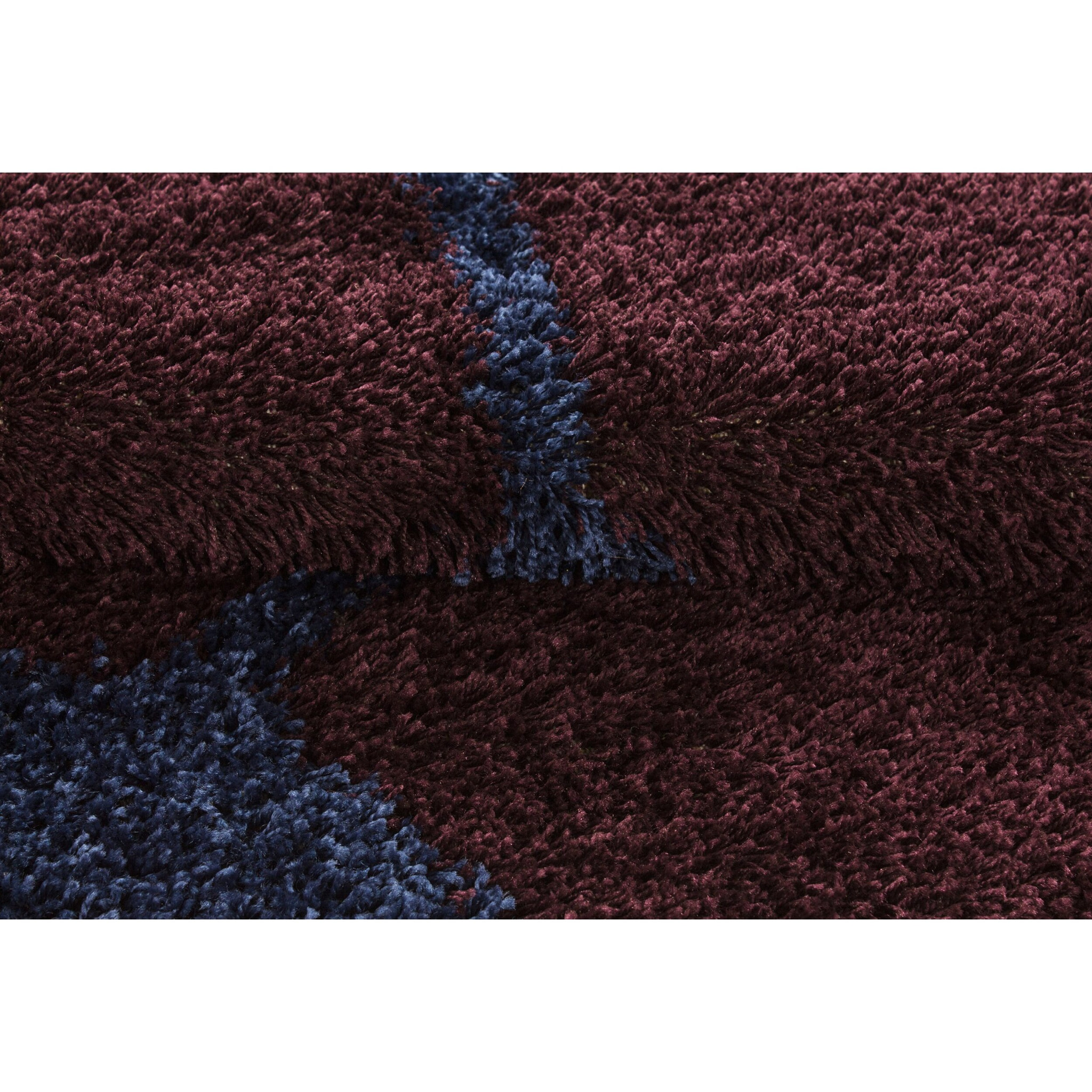 FUN - Tapis enfant shaggy rond à poils long motif ballon de foot bleu