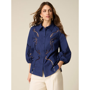 Oltre - Camisa en sangallo - Azul