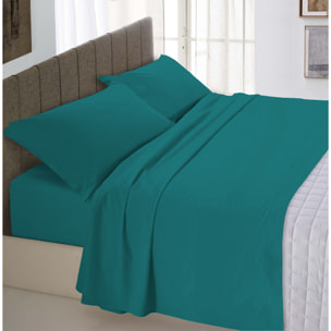 COMPLETO LETTO MAX COLOR MADE IN ITALY COTONE- VERDE BOTTIGLIA MATRIMONIALE