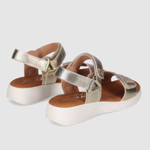 Sandalias de Piel - Oro - Tacón: 3 cm