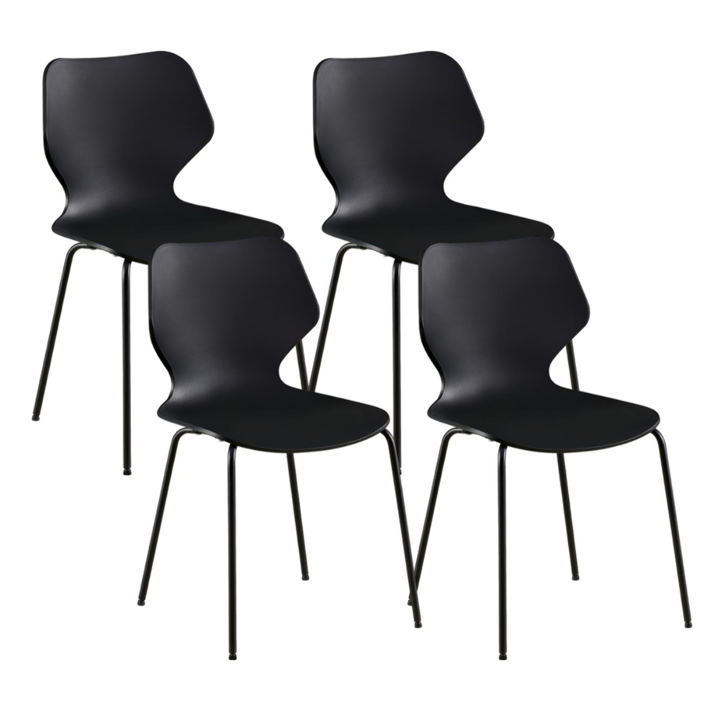 Set da 4 sedie moderne nere con gambe nere - Selene