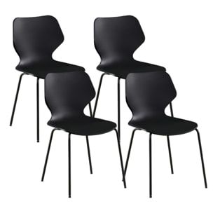 Set da 4 sedie moderne nere con gambe nere - Selene