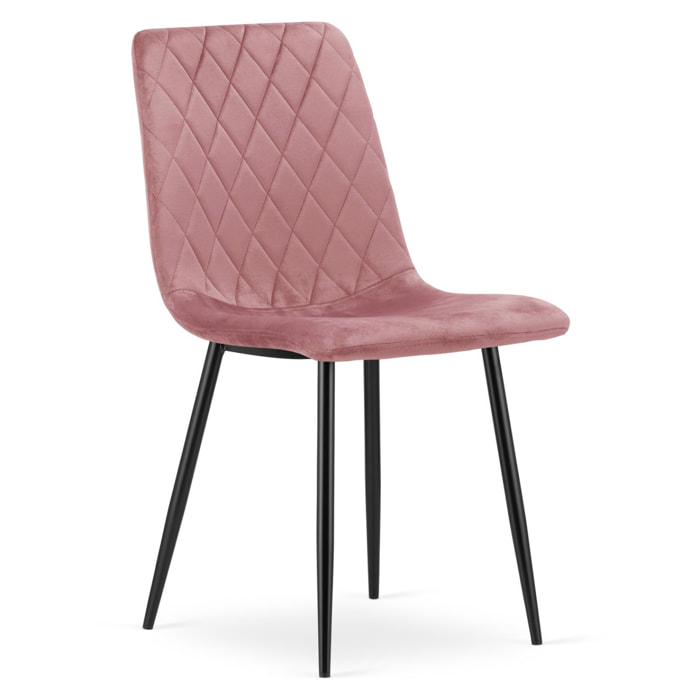 Set di 3 sedie Turin in velluto rosa e gambe nere