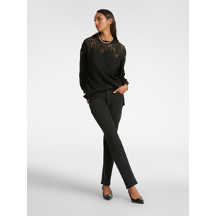 Elena Mirò - Vaqueros negros con monograma - Negro