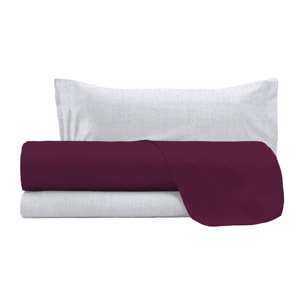 COMPLETO LETTO TRENDY CHIC MADE IN ITALY COTONE- PRUGNA SINGOLO