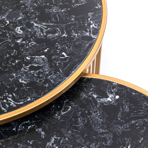 Tables basses Roma set de 2 noires et dorées Kare Design