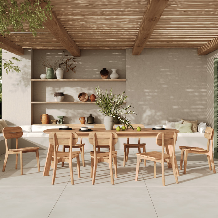 Table et chaises de jardin 8 personnes en bois recyclé - Lumo
