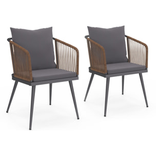 Chaises de jardin Florida en osier avec coussins - lot de 2