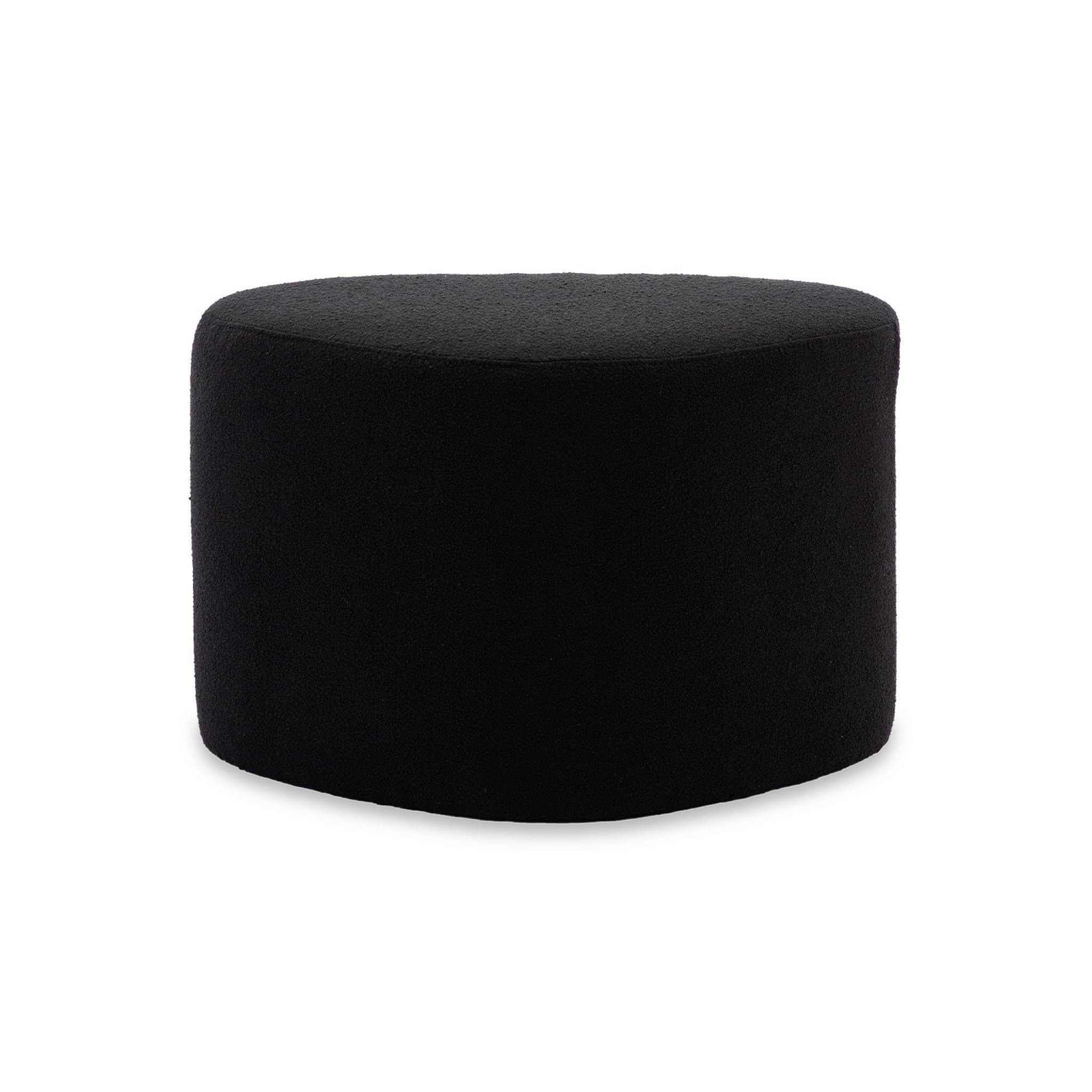 tabouret. pouf en forme de galet en tissu noir. TAO L 60 x P 44 x H 40cm