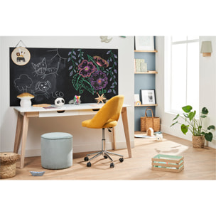 Bureau avec rangements 2 tiroirs scandinave blanc et bois clair L160 LEENA