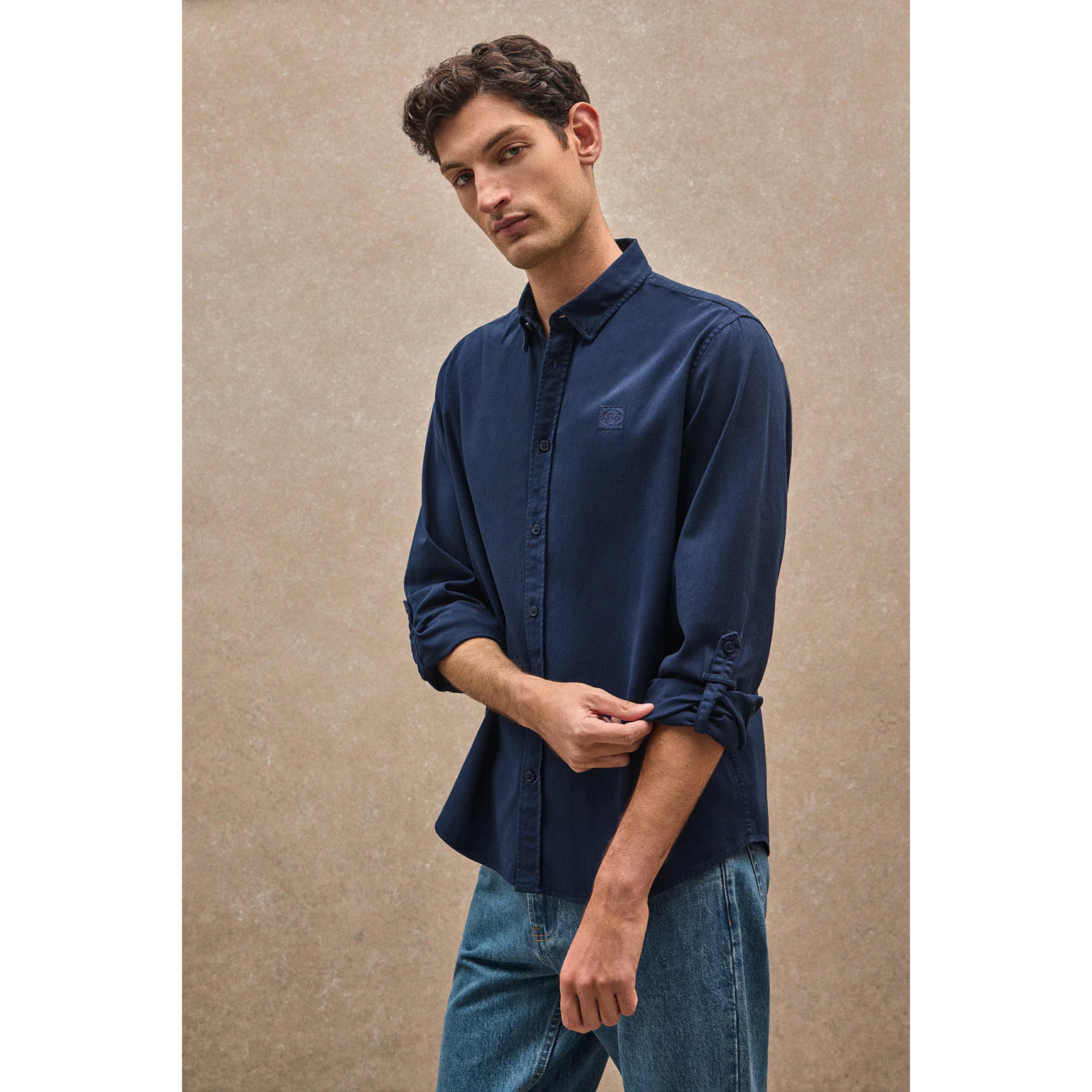 Camicia blu marino regular fit con logo Polo Club