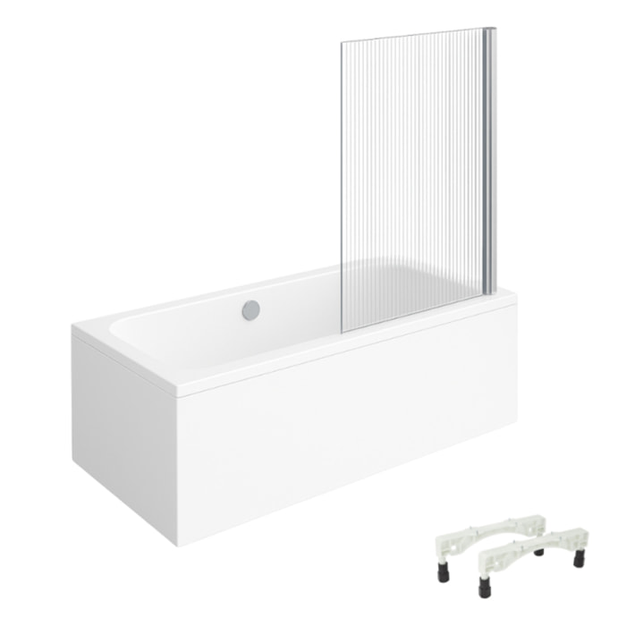 Baignoire droite VILLEROY & BOCH Architectura avec pieds acrylique 170 x 80 cm  + Pare bain droite AURYS Raywall chromé