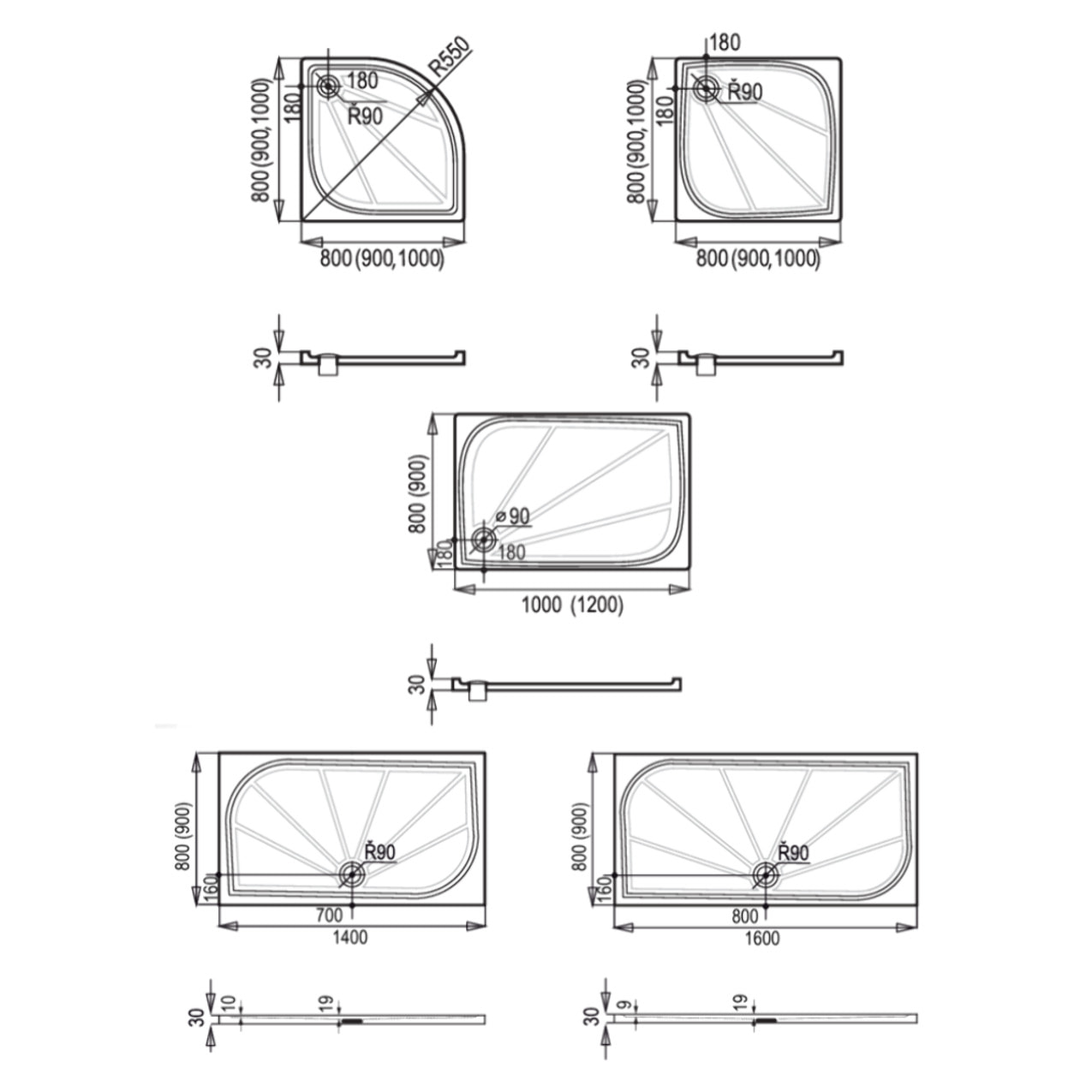 Limnew 100x80 cm receveur de douche rectangulaire, marbre coulé, blanc (LIMNEW10080)