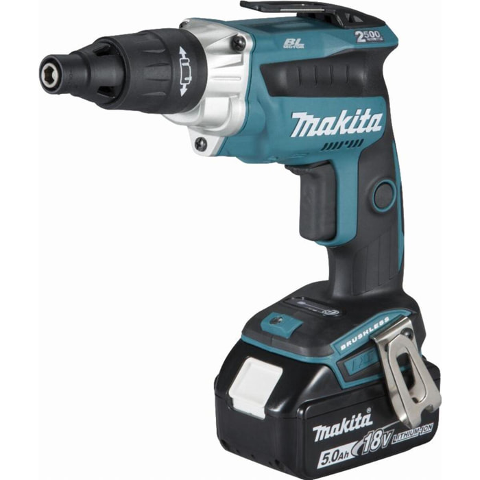 Visseuse bardage 18 V Li-Ion 5 Ah MAKITA - 2 batteries 18V 5.0Ah - chargeur - MakPac - DFS251RTJ