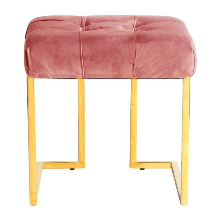 Pouf in velluto rosa antico trapuntato Rare
