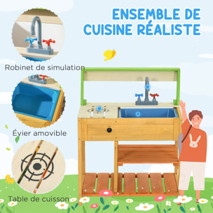 Jeu d'imitation cuisine extérieure enfant 3 étagères évier bois sapin pré-huilé